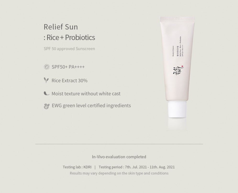 BEAUTY OF JOSEON Relief Sun : Rice + Probiotics (SPF50+ PA++++) 1ea